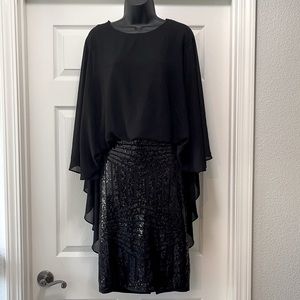 Belle Badgley Mischka black crop cape top